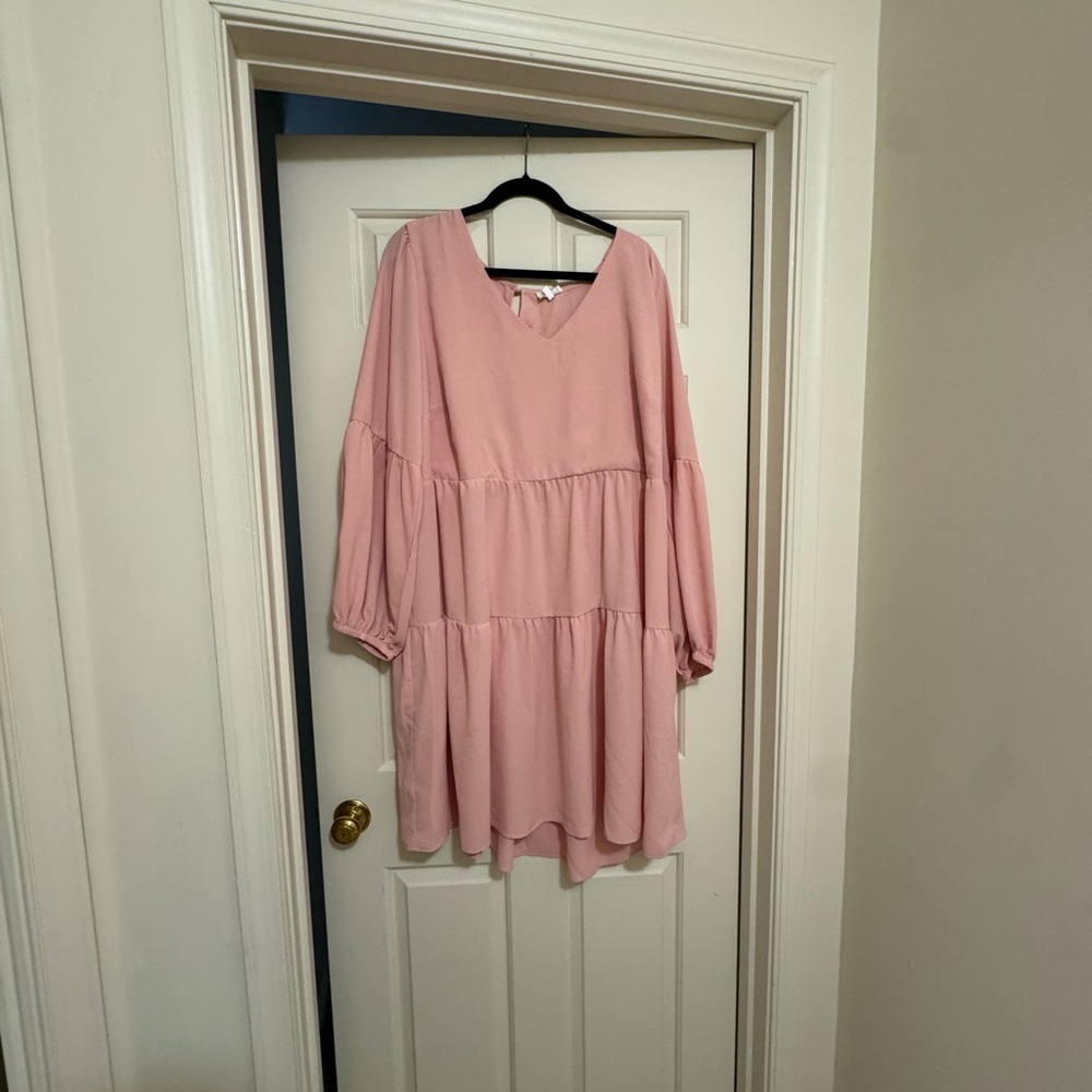 Elegant Pink Long Sleeve Dress